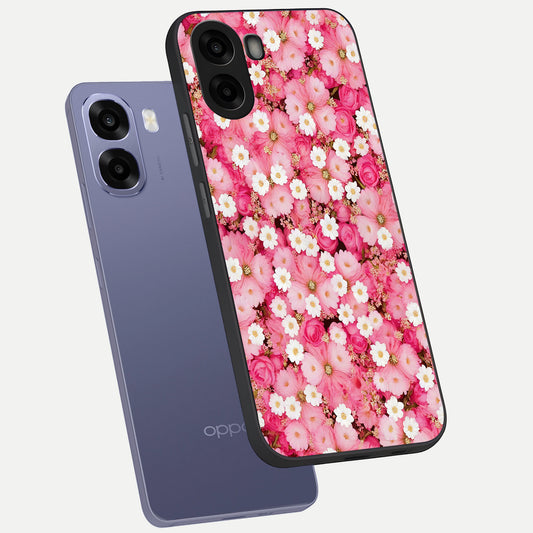Pink Daisy Bliss phone case For Oppo A6s showing premium glass back cover with detailed artwork