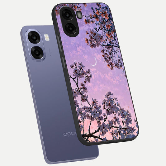 Purple Serenity Moon phone case For Oppo A6s showing premium glass back cover with detailed artwork