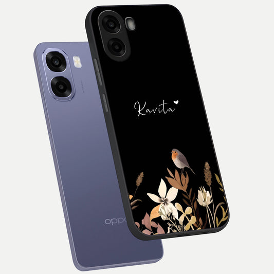 Quiet Garden Tune Custom Name phone case For Oppo A6s showing premium glass back cover with detailed artwork