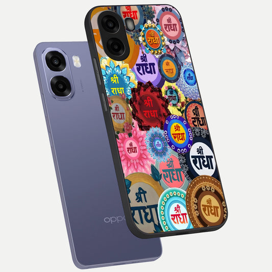 Radha Divine Bloom phone case For Oppo A6s showing premium glass back cover with detailed artwork