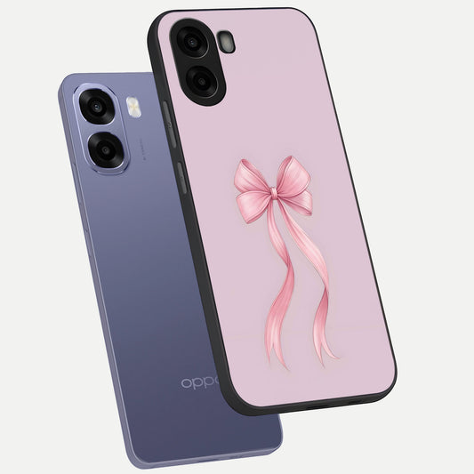 Soft Blush Bow phone case For Oppo A6s showing premium glass back cover with detailed artwork