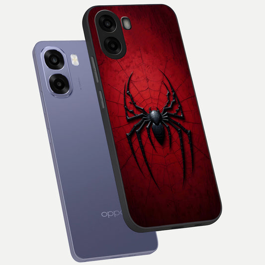 Superhero Web Emblem phone case For Oppo A6s showing premium glass back cover with detailed artwork