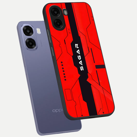 Voltage Rise CYBERPUNK Custom Name phone case For Oppo A6s showing premium custom name glass back cover