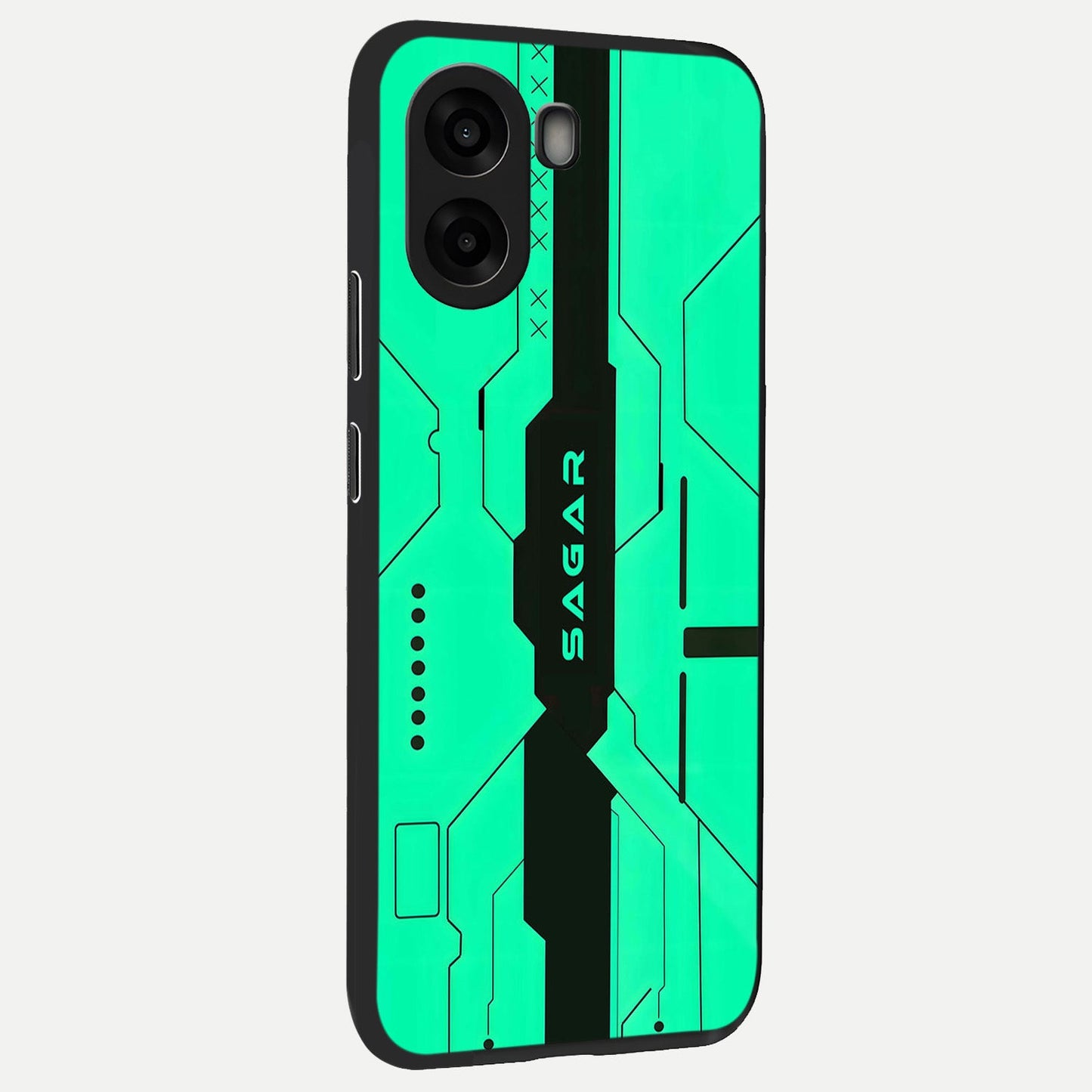 Aqua Tech CYBERPUNK Custom Name back cover For Oppo A6s slim fit glass case with vibrant aesthetic design