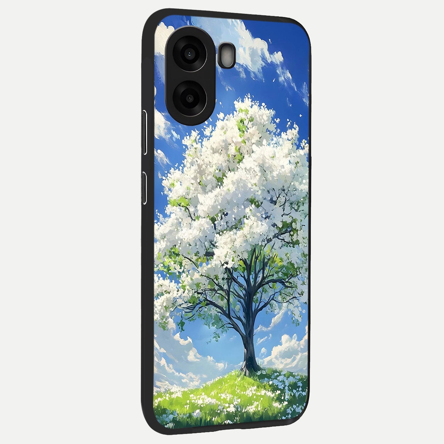 Blossom Sky Serenity back cover For Oppo A6s slim fit glass case with vibrant aesthetic design
