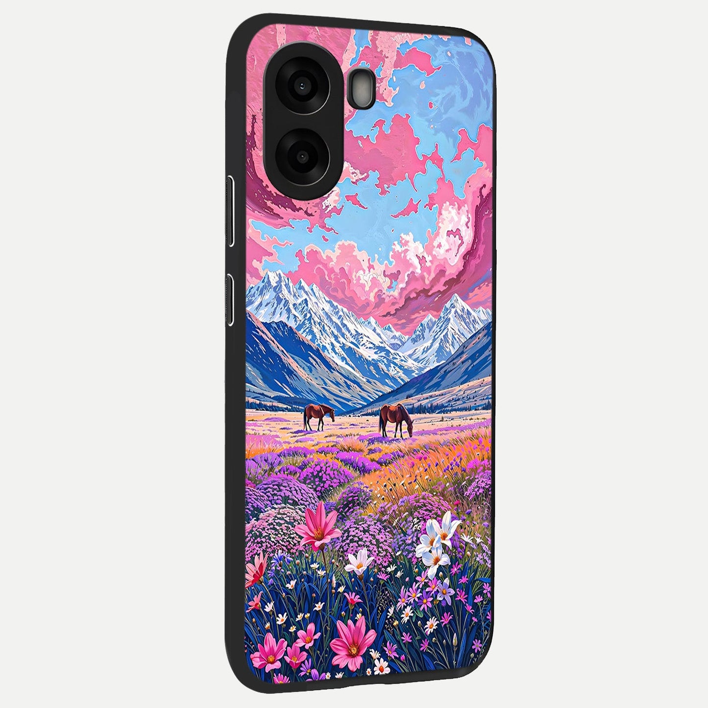 Blossom Valley Dream back cover For Oppo A6s slim fit glass case with vibrant aesthetic design