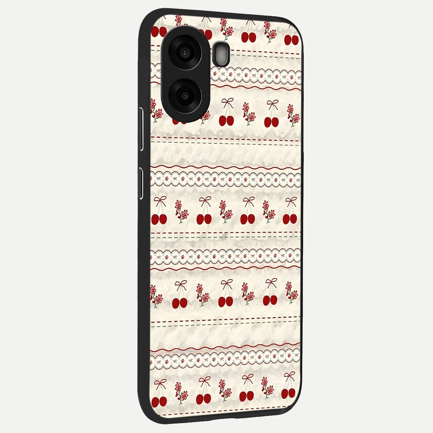 Cherry Bloom Charm back cover For Oppo A6s slim fit glass case with vibrant aesthetic design