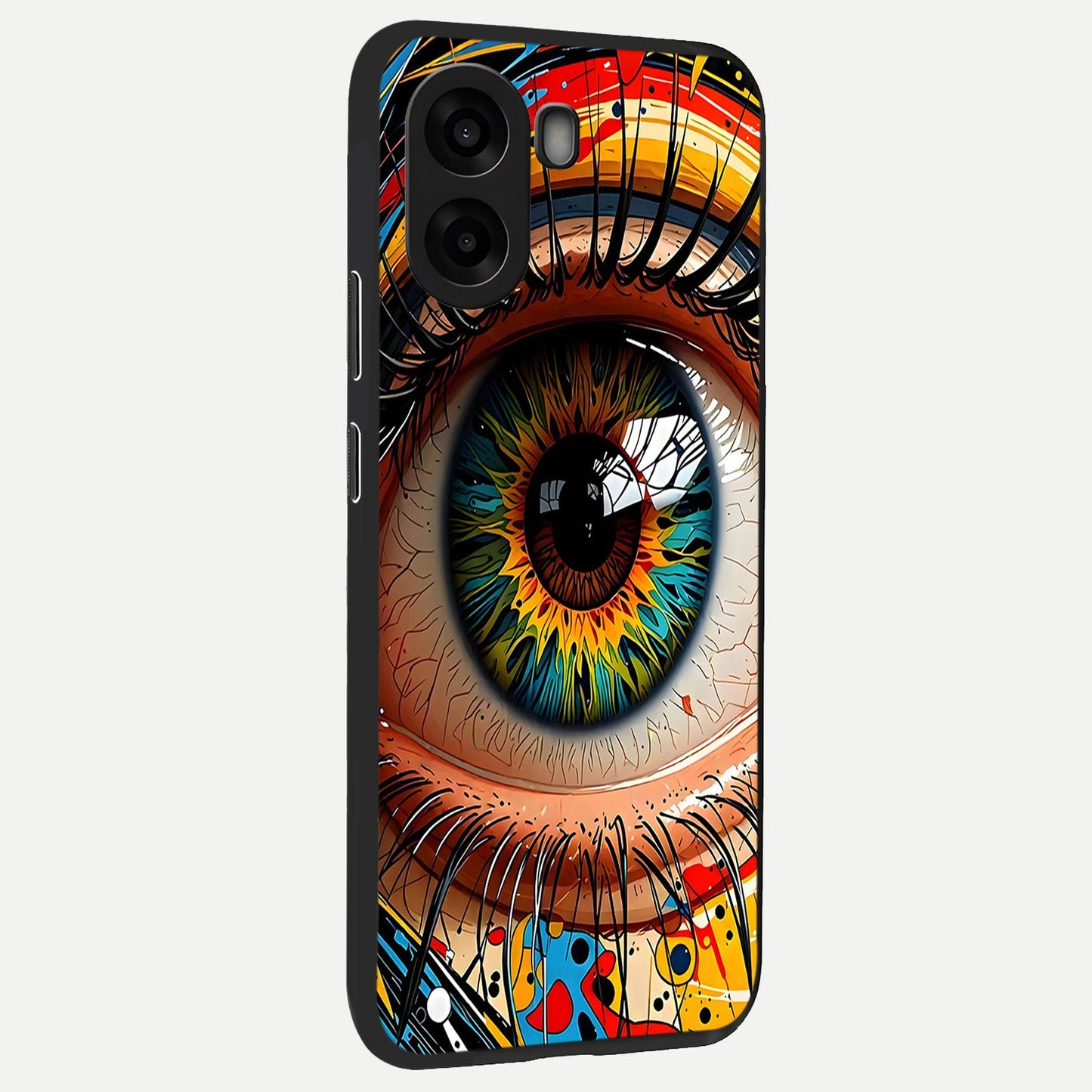 Colorful Eye back cover For Oppo A6s slim fit glass case with vibrant aesthetic design
