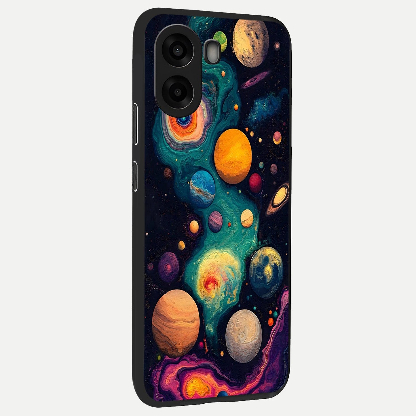 Cosmic Planet Journey back cover For Oppo A6s slim fit glass case with vibrant aesthetic design