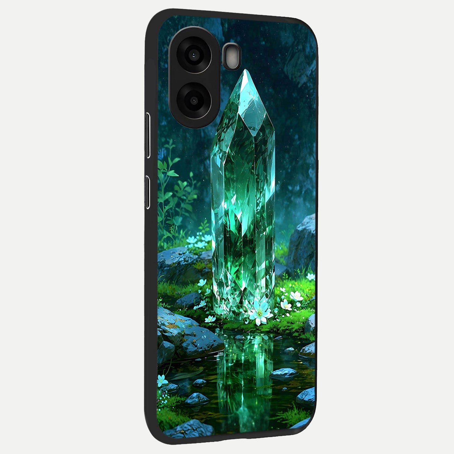 Emerald Light Crystal back cover For Oppo A6s slim fit glass case with vibrant aesthetic design