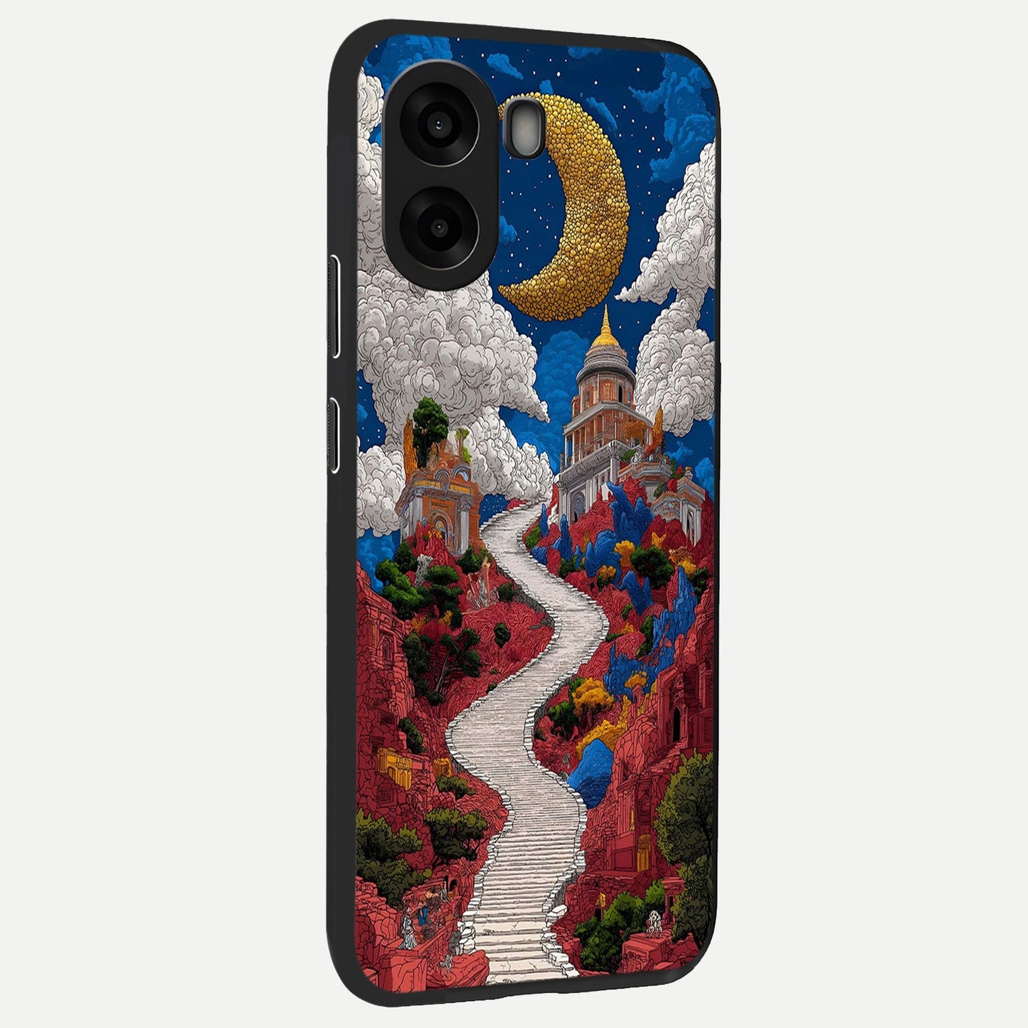 Heavenly Moon Path back cover For Oppo A6s slim fit glass case with vibrant aesthetic design