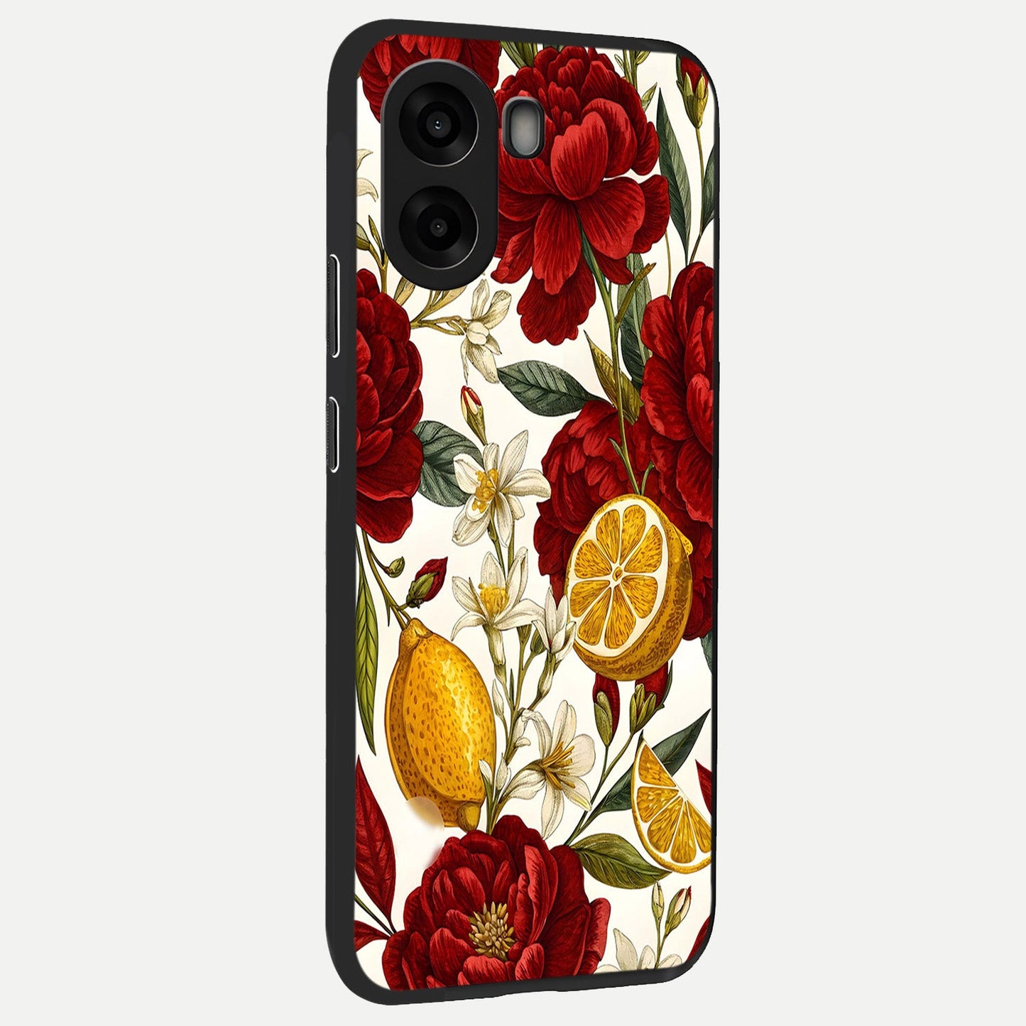 Lemon Rose Charm back cover For Oppo A6s slim fit glass case with vibrant aesthetic design