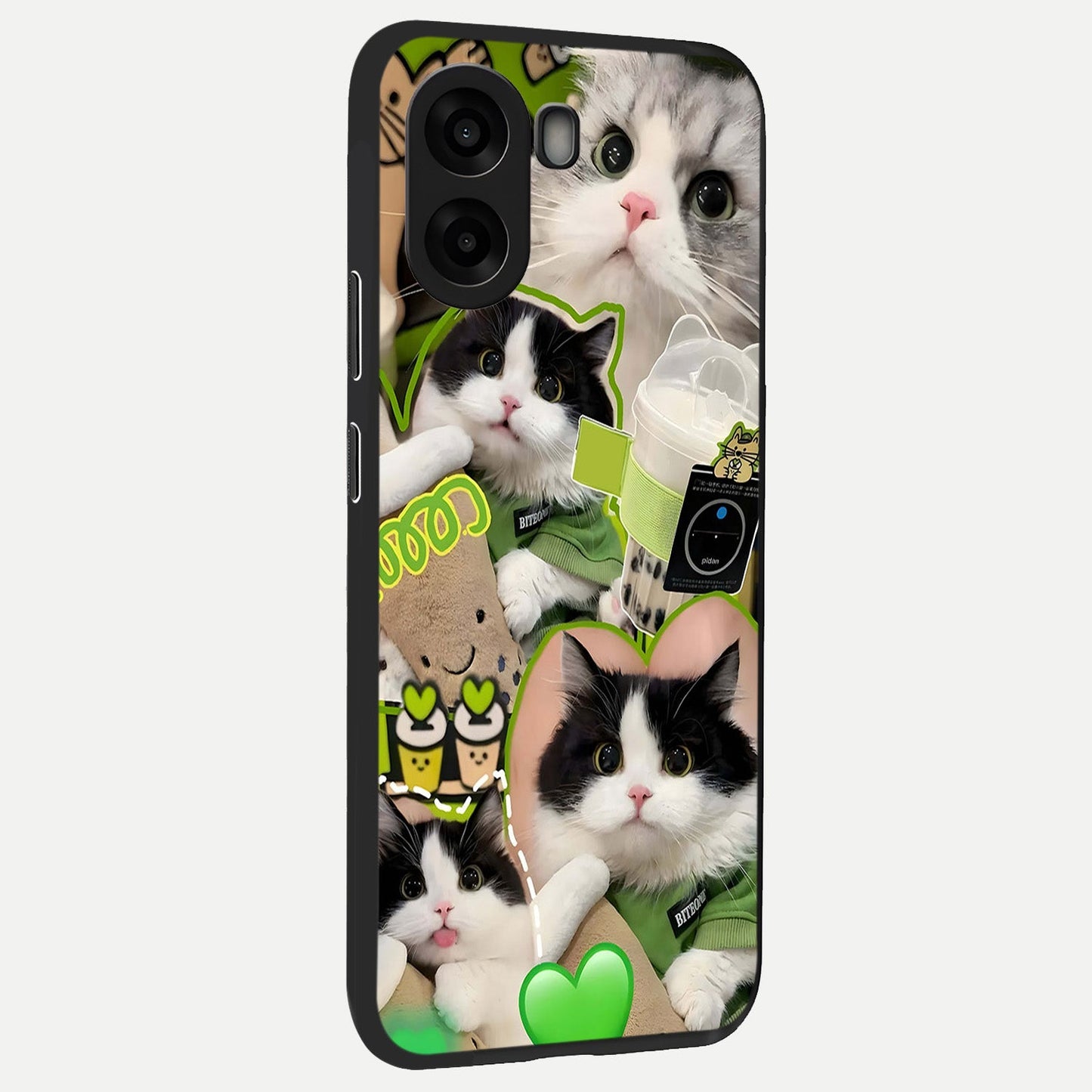 Matcha Cats Mood back cover For Oppo A6s slim fit glass case with vibrant aesthetic design