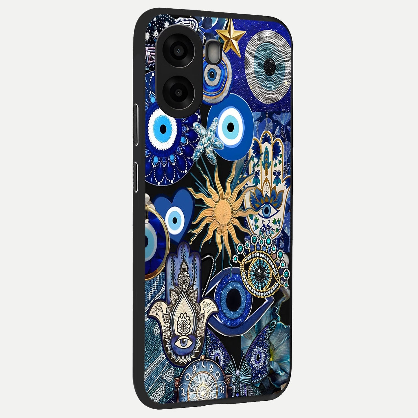 Mystic Blue Evil Eye back cover For Oppo A6s slim fit glass case with vibrant aesthetic design