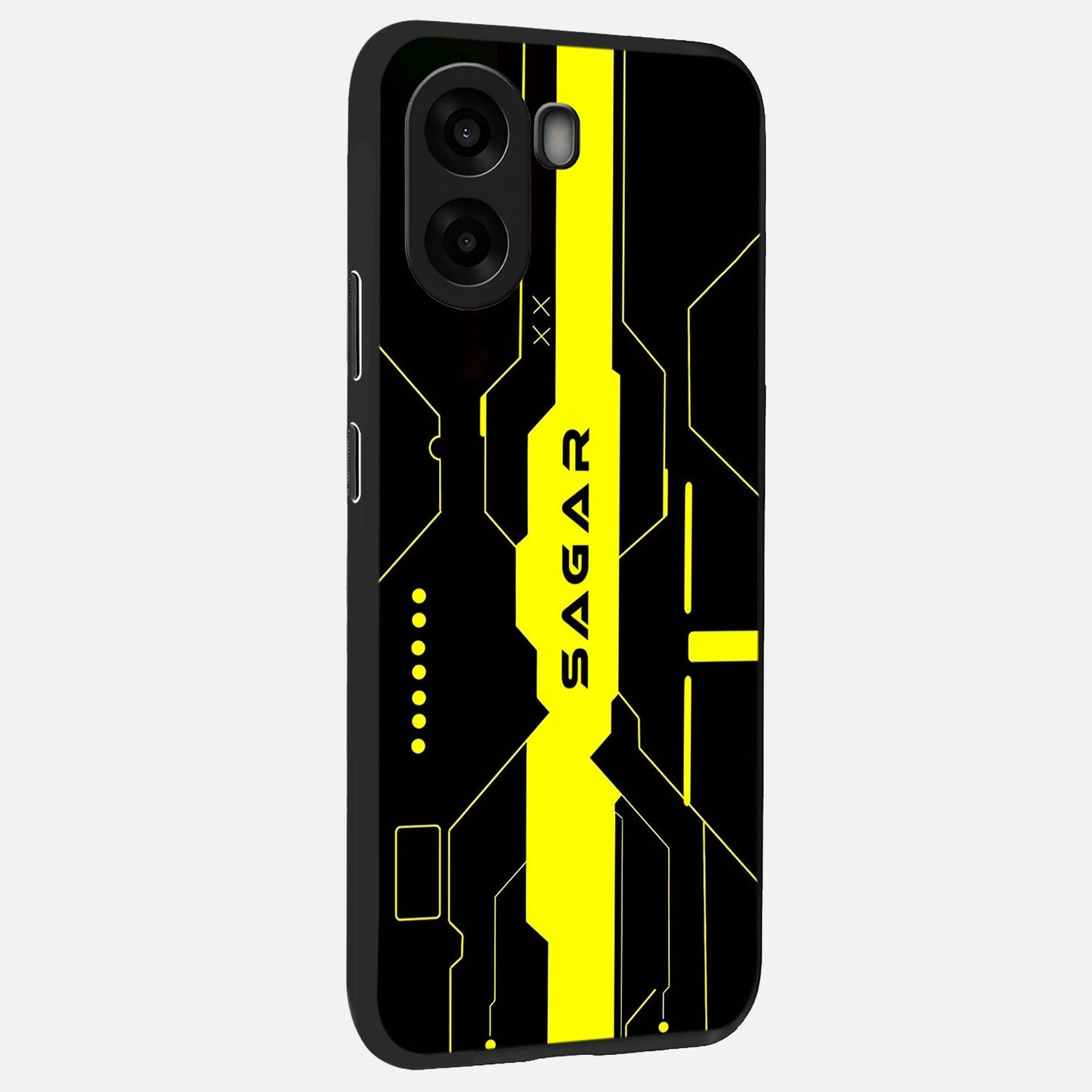 Neon CYBERPUNK Custom Name back cover For Oppo A6s slim fit glass case with vibrant aesthetic design