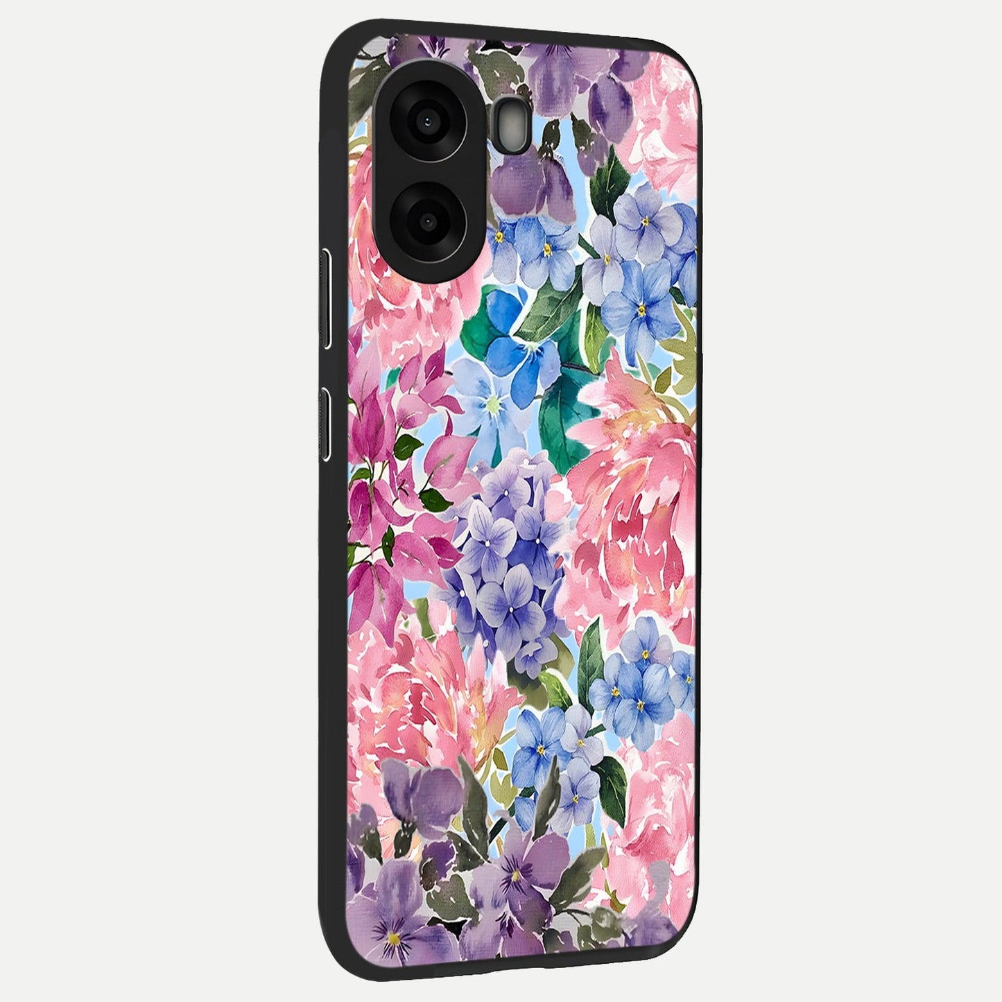 Pastel Floral Mix back cover For Oppo A6s slim fit glass case with vibrant aesthetic design