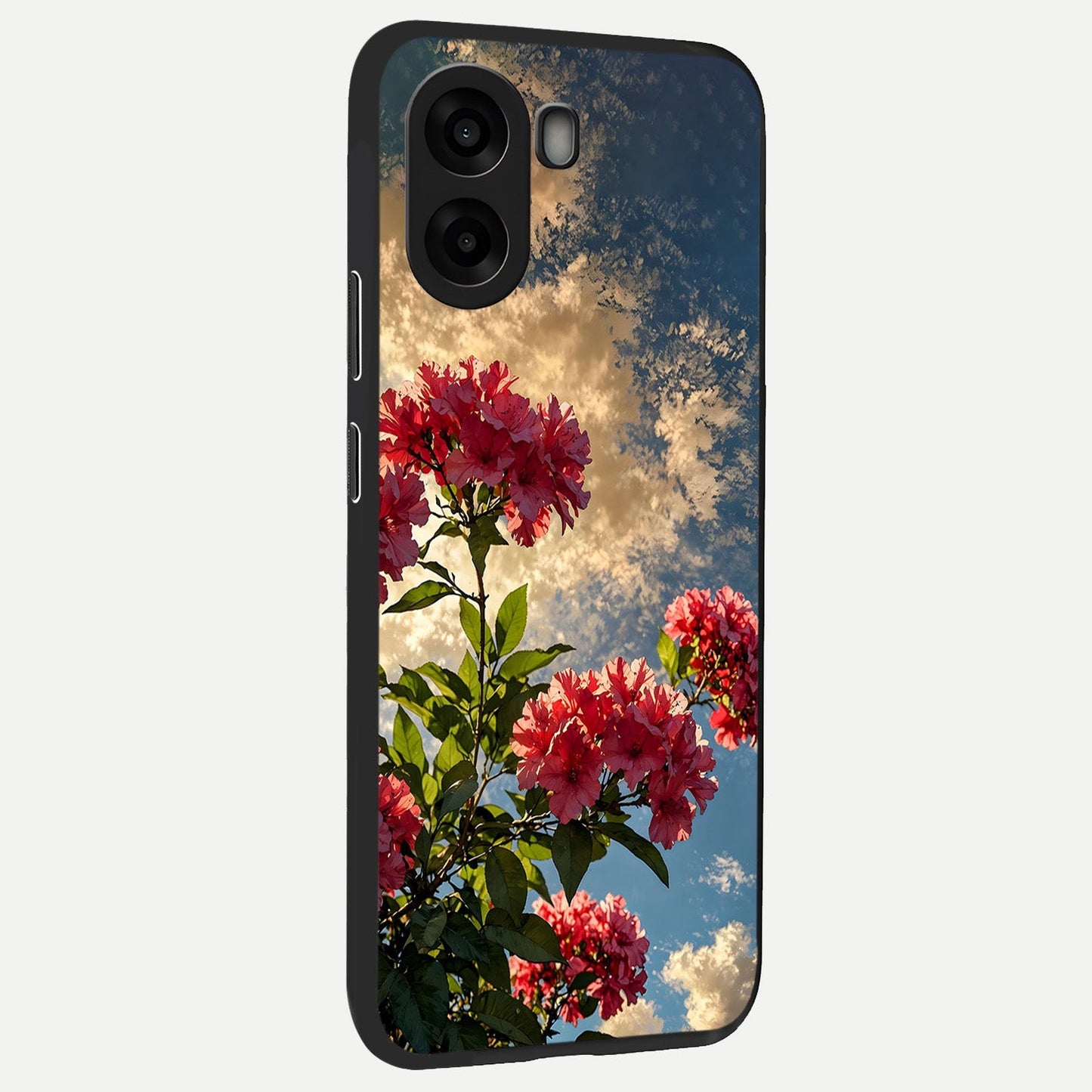 Red Bloom Skies back cover For Oppo A6s slim fit glass case with vibrant aesthetic design