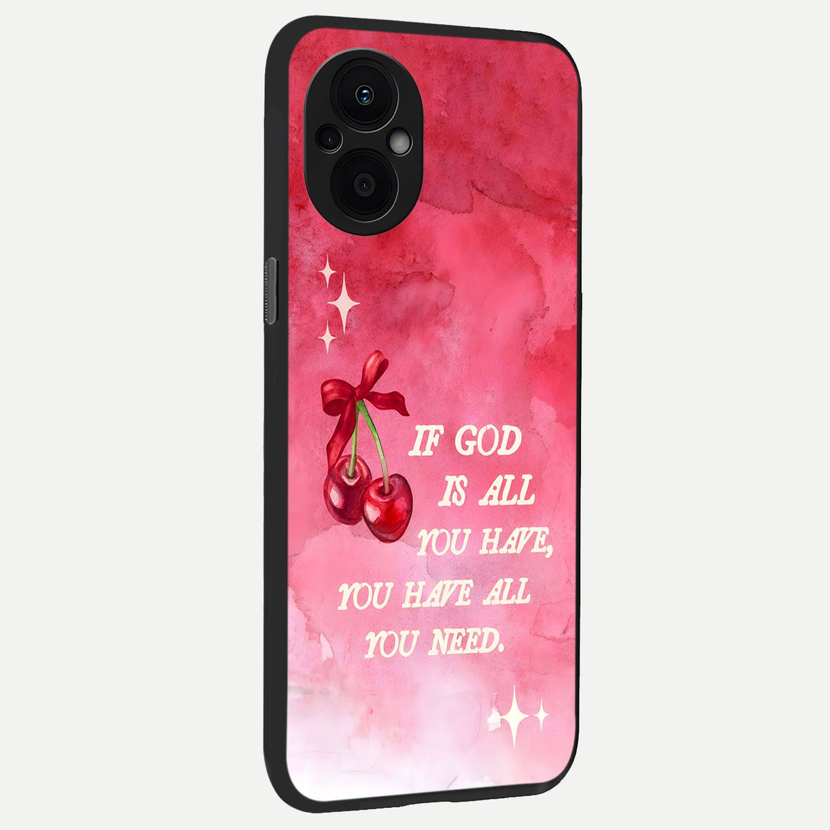 Cherry Quote back cover For Oppo F21 Pro 5G slim fit glass case with vibrant aesthetic design
