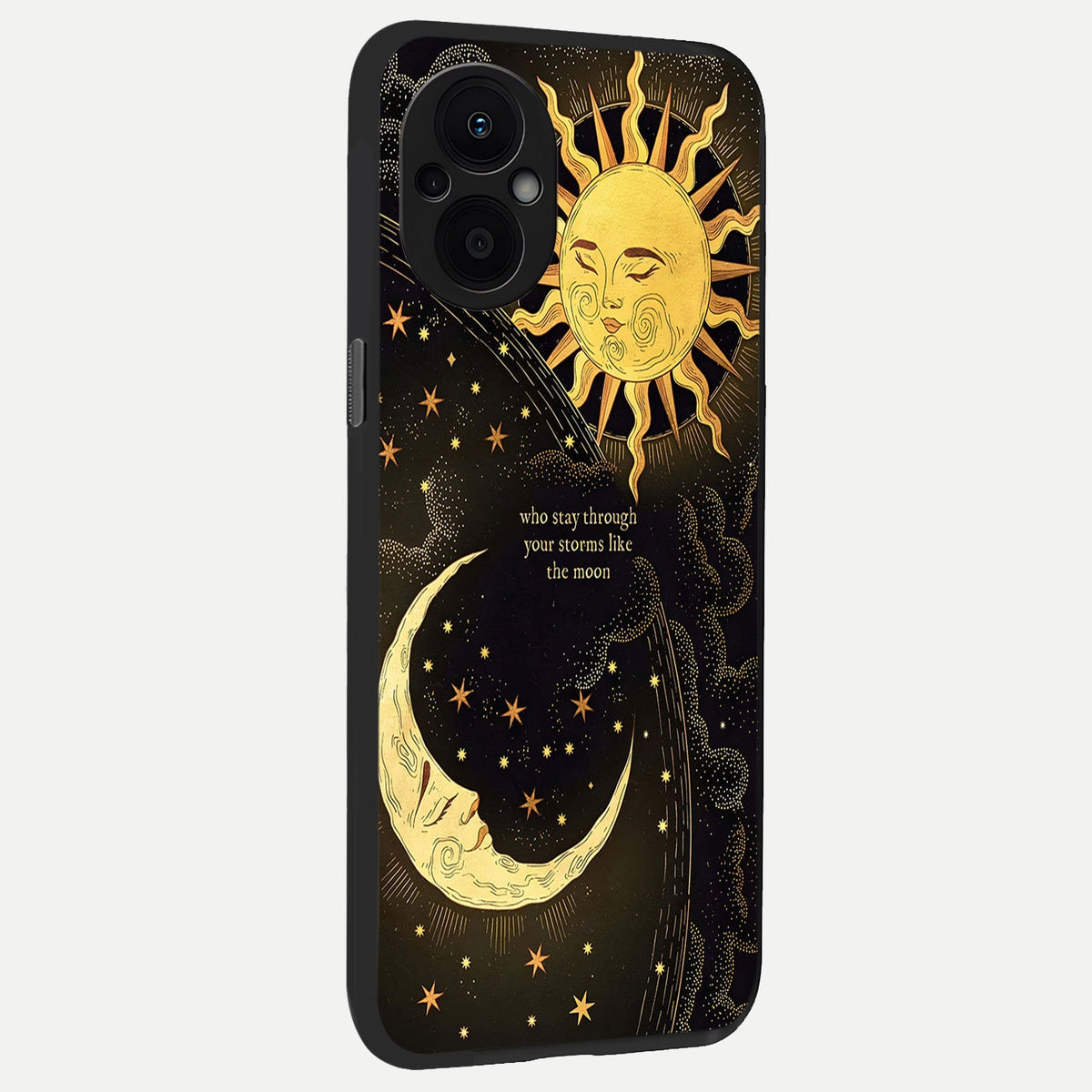 Golden Lunar Love back cover For Oppo F21 Pro 5G slim fit glass case with vibrant aesthetic design