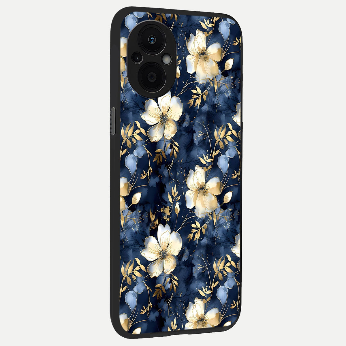 Golden Midnight Bloom back cover For Oppo F21 Pro 5G slim fit glass case with vibrant aesthetic design