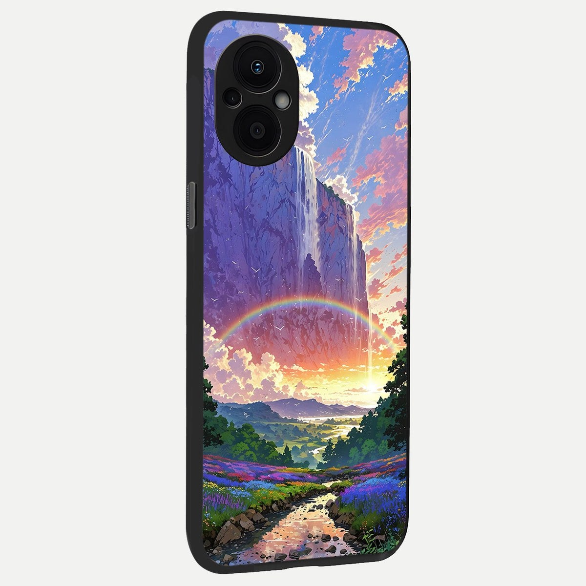 Rainbow Valley Dream back cover For Oppo F21 Pro 5G slim fit glass case with vibrant aesthetic design