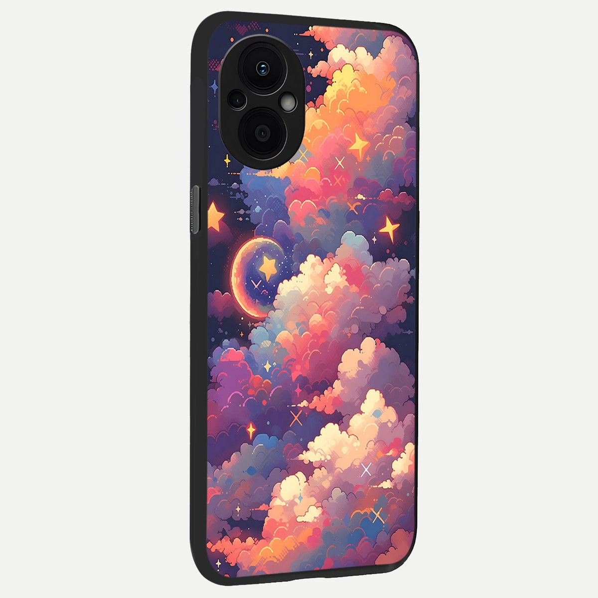 Starlit Dream Clouds back cover For Oppo F21 Pro 5G slim fit glass case with vibrant aesthetic design