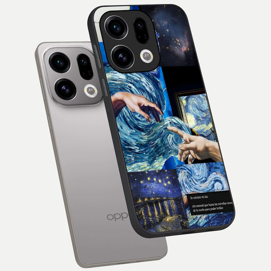 Aesthetic Vando Hands phone case For Oppo Find X9 showing premium glass back cover with detailed artwork