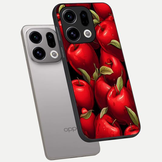 Apple Pattern phone case For Oppo Find X9 showing premium glass back cover with detailed artwork