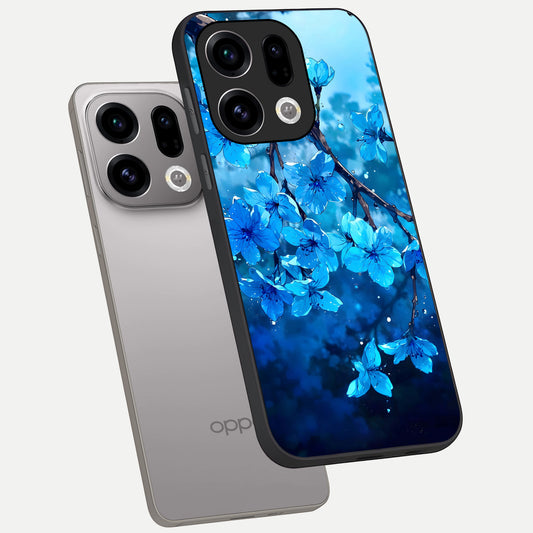 Blue Blossoms Branch phone case For Oppo Find X9 showing premium glass back cover with detailed artwork