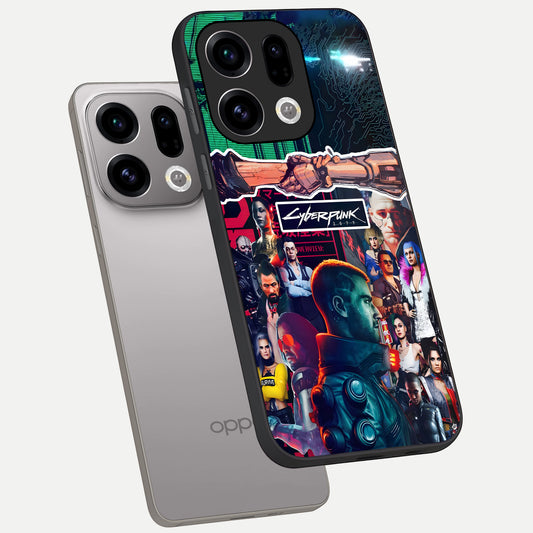 CYBERPUNK Legacy phone case For Oppo Find X9 showing premium glass back cover with detailed artwork