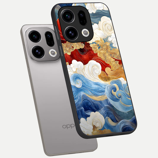 Colored Waves phone case For Oppo Find X9 showing premium glass back cover with detailed artwork