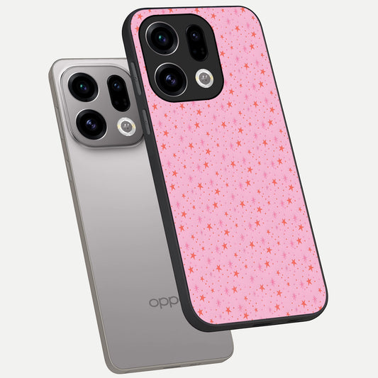 Cosmic Pink Sparkle phone case For Oppo Find X9 showing premium glass back cover with detailed artwork