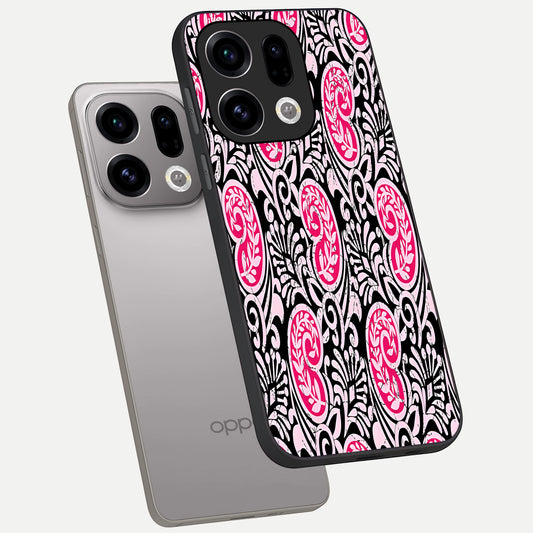 Crimson Paisley Charm phone case For Oppo Find X9 showing premium glass back cover with detailed artwork