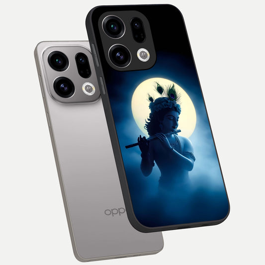Divine Moon Flute phone case For Oppo Find X9 showing premium glass back cover with detailed artwork