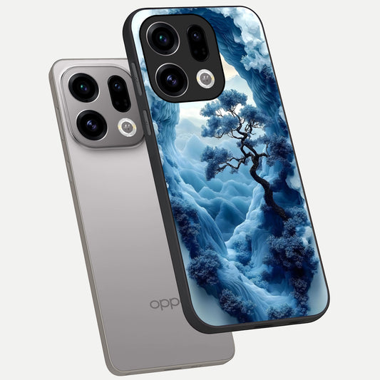 Frozen Serenity Gate phone case For Oppo Find X9 showing premium glass back cover with detailed artwork