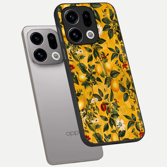 Golden Lemon Field phone case For Oppo Find X9 showing premium glass back cover with detailed artwork
