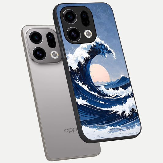 Rising Tide Power phone case For Oppo Find X9 showing premium glass back cover with detailed artwork