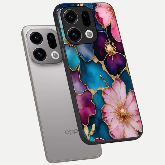 Sparkle Floral phone case For Oppo Find X9 showing premium glass back cover with detailed artwork