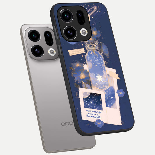 Starlit Cosmic Jar phone case For Oppo Find X9 showing premium glass back cover with detailed artwork