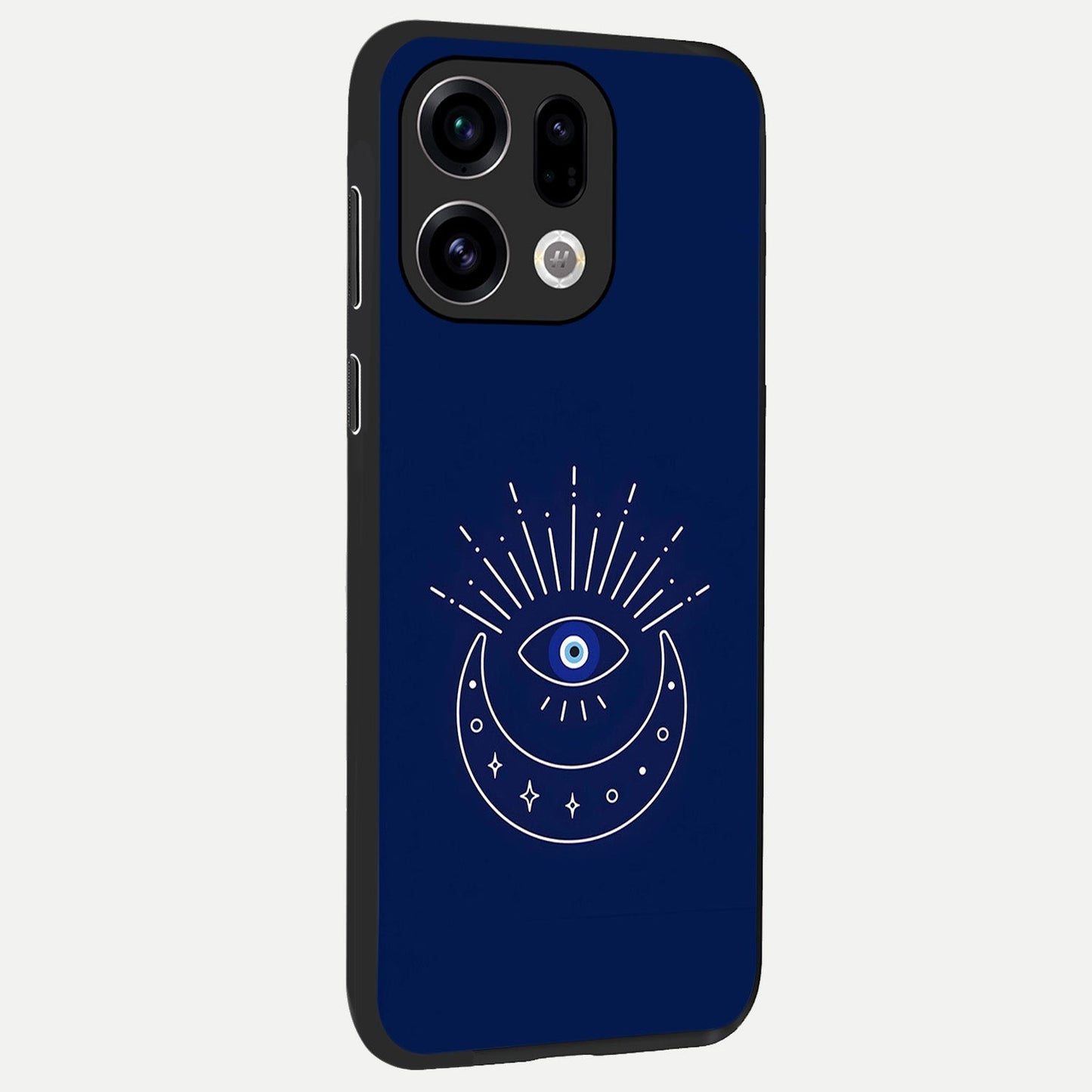 Blue Evil Eye back cover For Oppo Find X9 slim fit glass case with vibrant aesthetic design