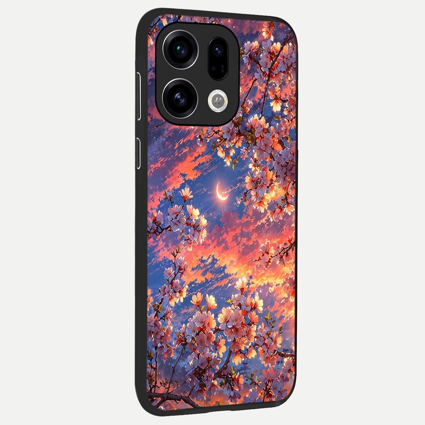 Celestial Sakura Sunset back cover For Oppo Find X9 slim fit glass case with vibrant aesthetic design