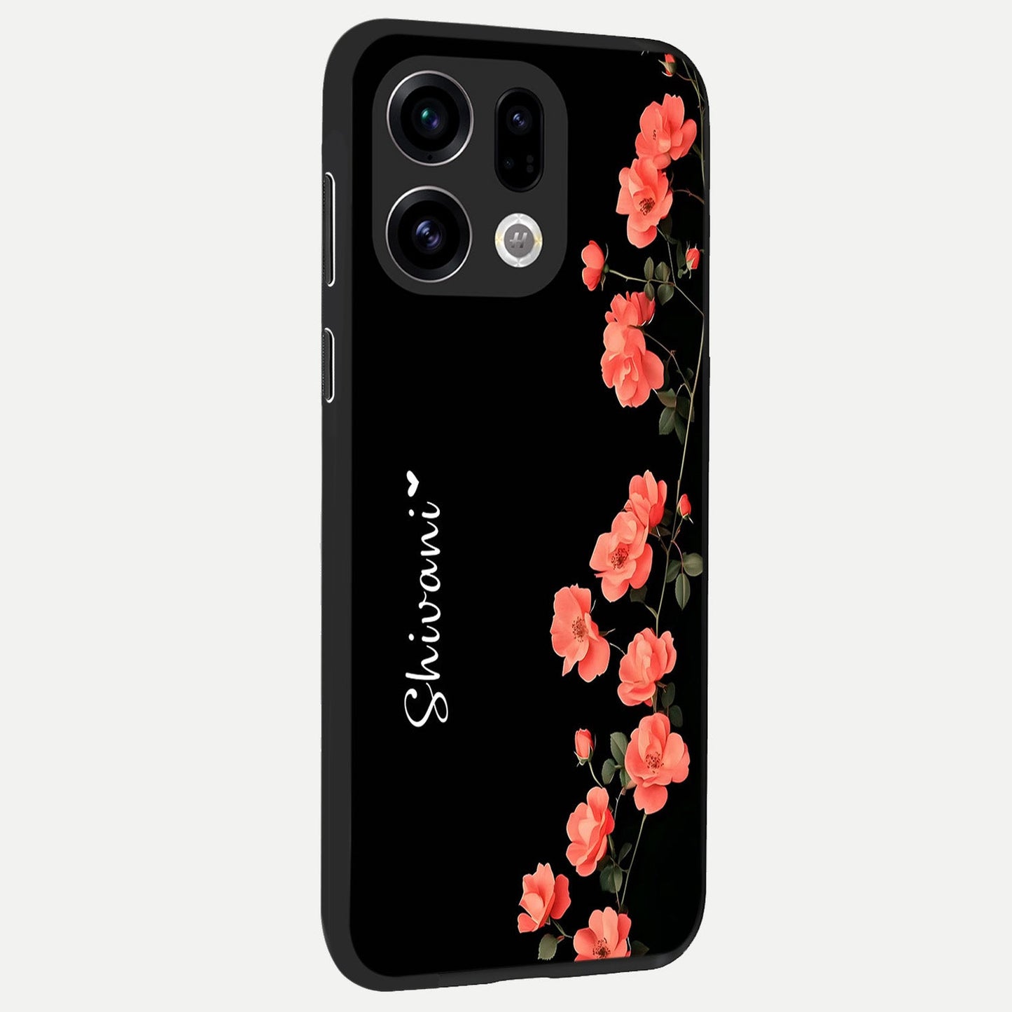 Crimson Bloom Grace Custom Name back cover For Oppo Find X9 slim fit glass case with vibrant aesthetic design