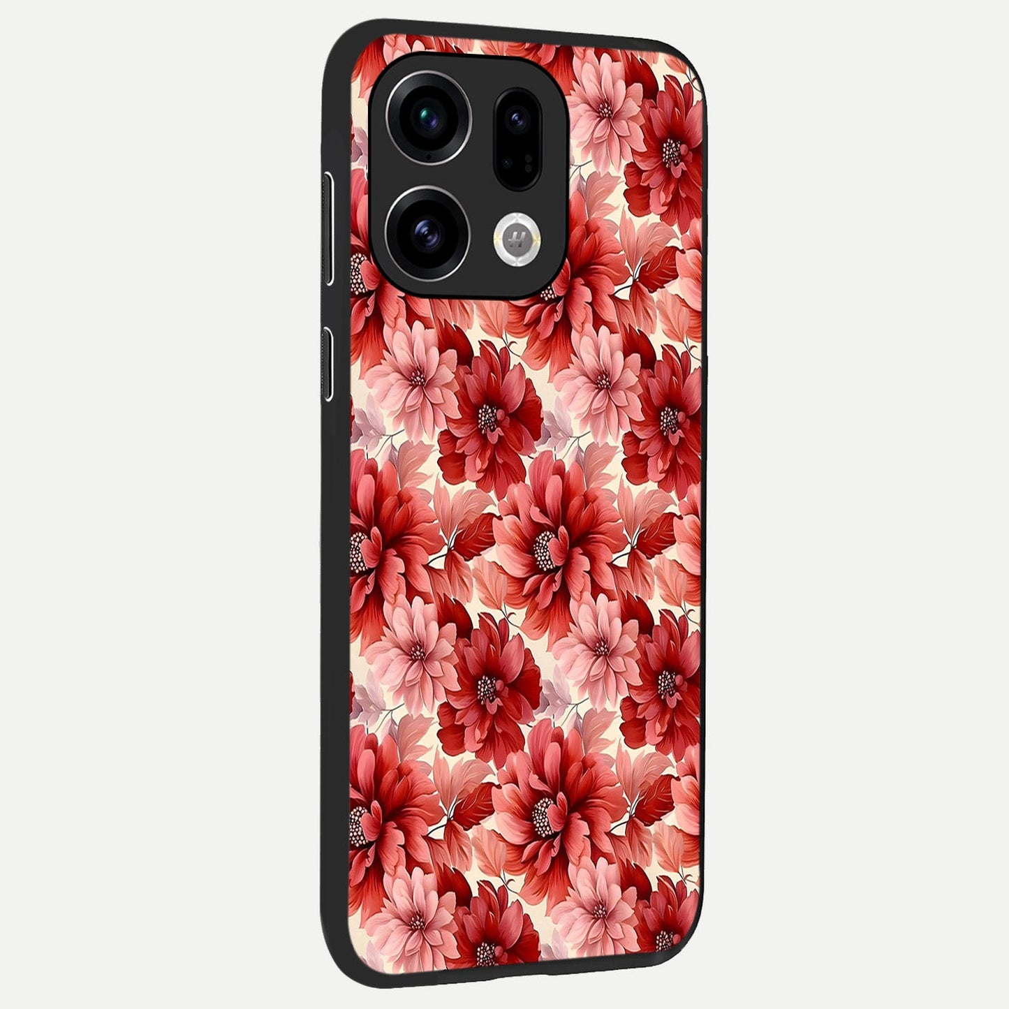 Crimson Love Petals back cover For Oppo Find X9 slim fit glass case with vibrant aesthetic design