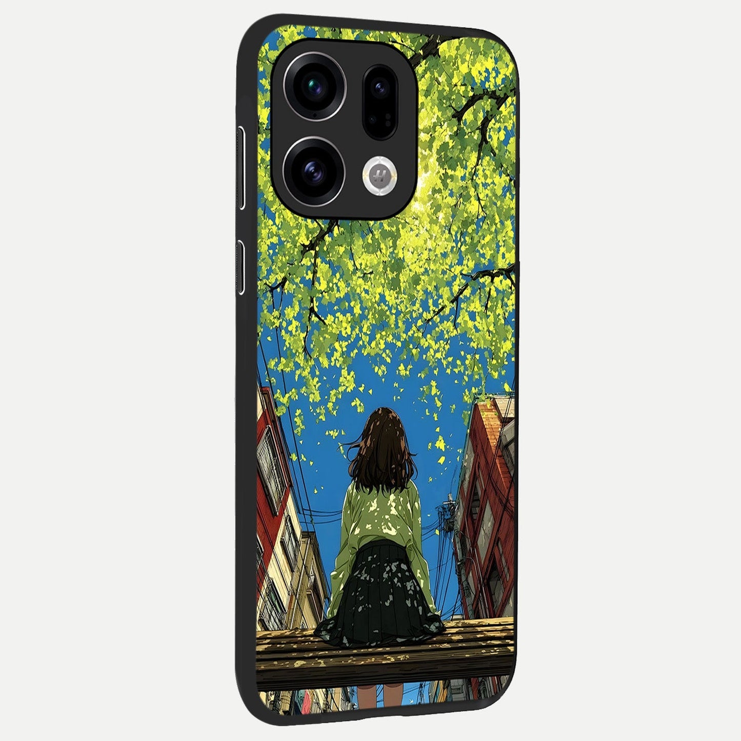 Golden Leaves Glow back cover For Oppo Find X9 slim fit glass case with vibrant aesthetic design