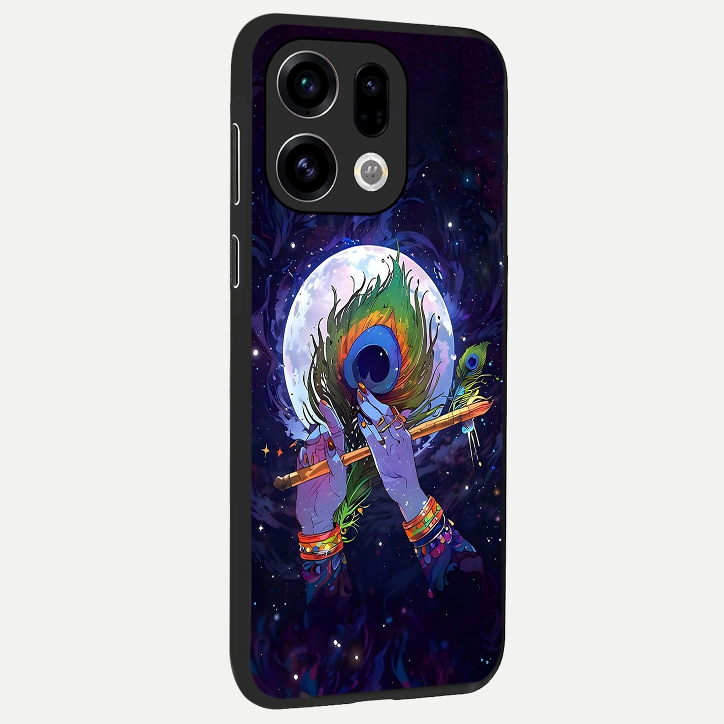 Krishna Hands Art back cover For Oppo Find X9 slim fit glass case with vibrant aesthetic design