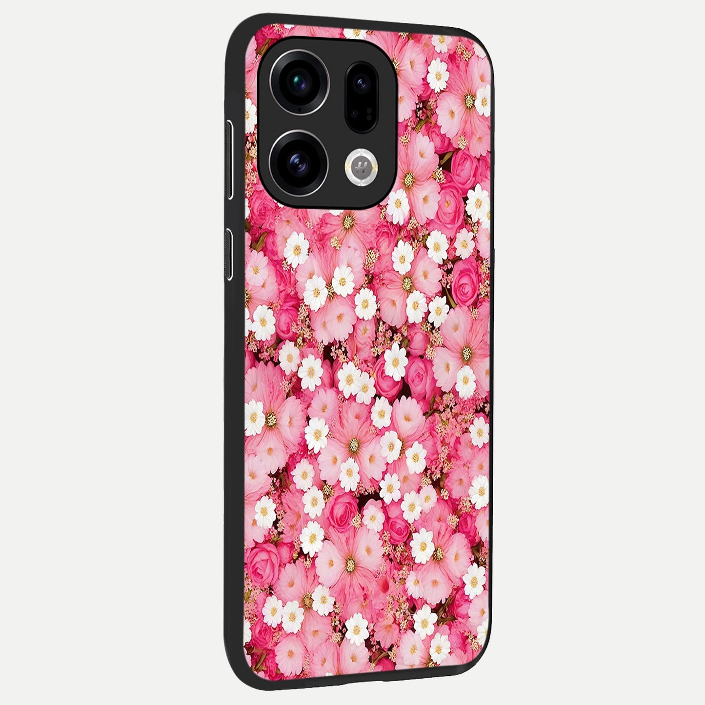 Pink Daisy Bliss back cover For Oppo Find X9 slim fit glass case with vibrant aesthetic design