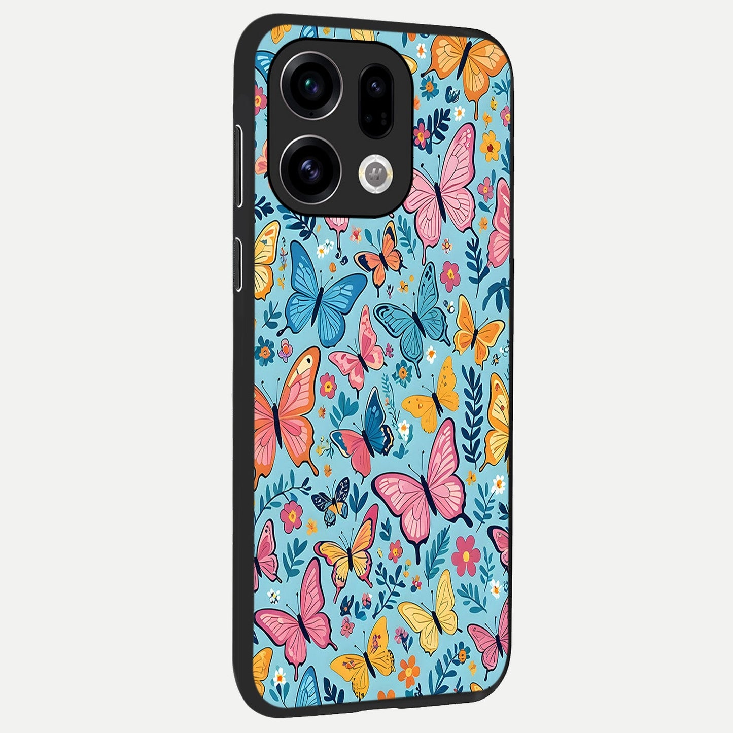 Spring Wing Garden back cover For Oppo Find X9 slim fit glass case with vibrant aesthetic design