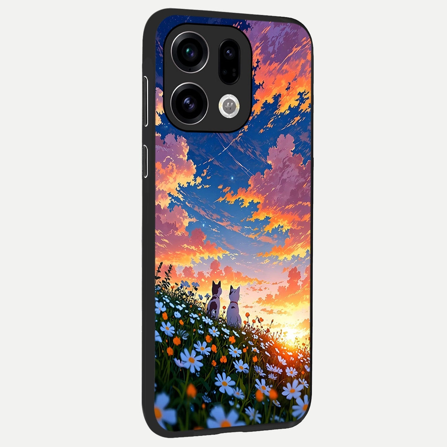 Two Cats Friends back cover For Oppo Find X9 slim fit glass case with vibrant aesthetic design