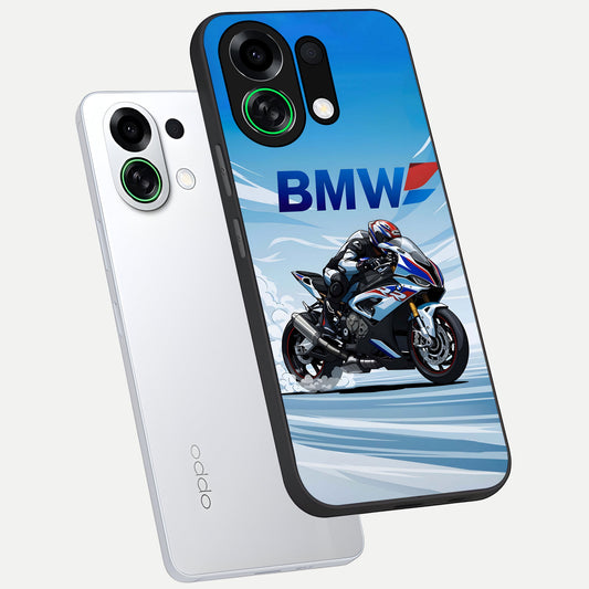 BMW Power Drift phone case For Oppo K13 Turbo showing premium glass back cover with detailed artwork