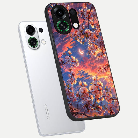 Celestial Sakura Sunset phone case For Oppo K13 Turbo showing premium glass back cover with detailed artwork